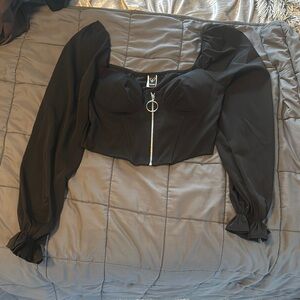 Windsor Black Bustier Crop Blouse